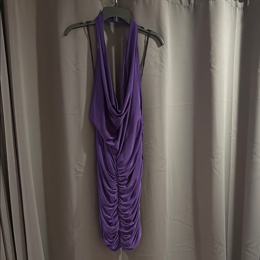 Elegant Backless Purple Dress
